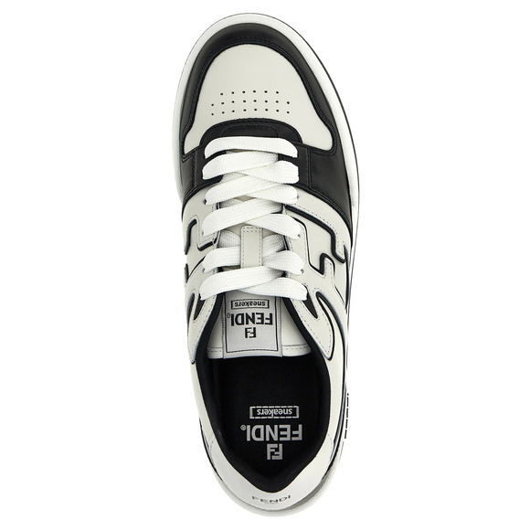 Fendi Match Sneakers Black White Leather FF Logo Monogram Low Top UK 11 US 12 - Picture 9 of 15